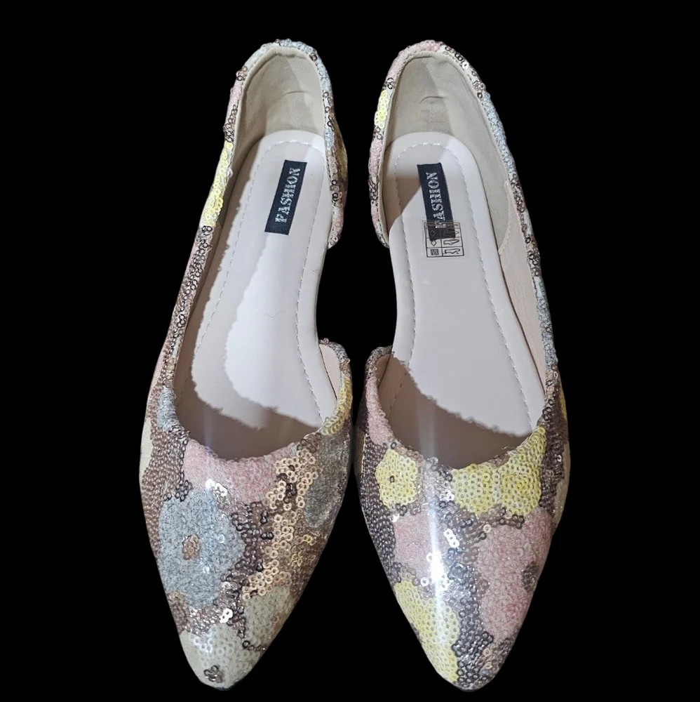 Women's Sequin Flats - Multicolor‎